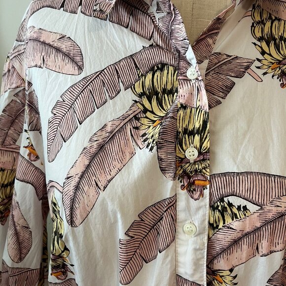 Desmond & Dempsey x H&M White Banana Print Balloon Sleeve Dress  Size Small - Picture 6 of 8